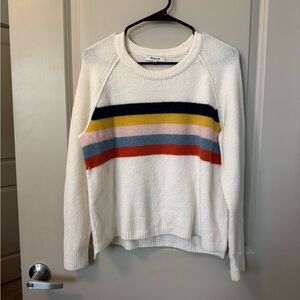 Women's Striped Sweater - White with Multicolor Stripes
